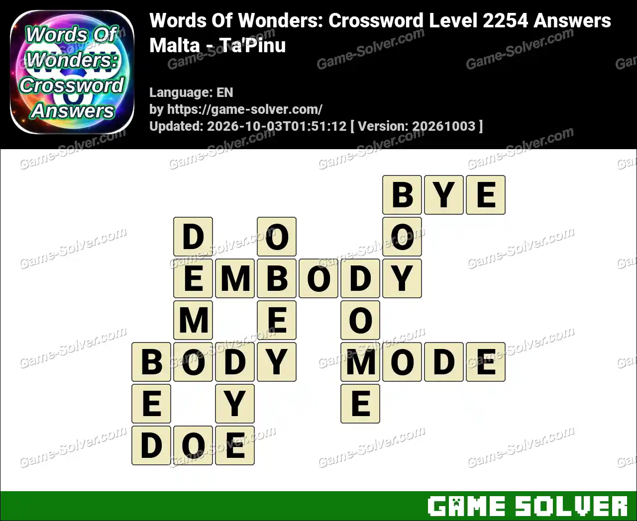 Words Of Wonders: Crossword Level 2254 Answers – Malta – Ta’Pinu
